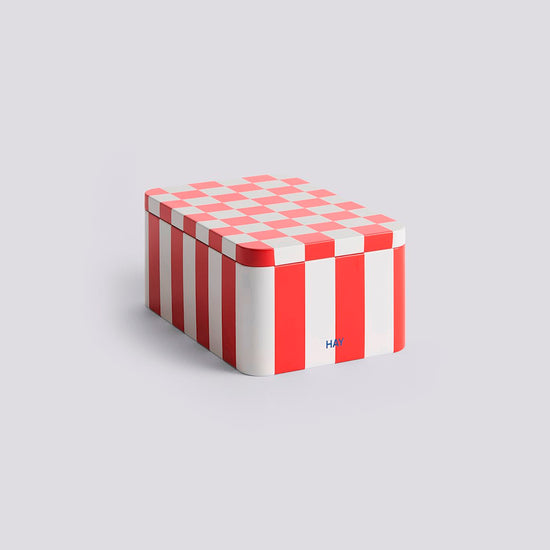 TIN CONTAINER - SMALL - RED & OFF-WHITE