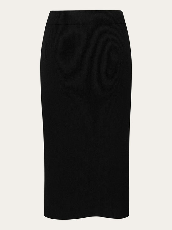 Load image into Gallery viewer, Wool Midth Lengt Rib Knit Skirt - RWS - Black Jet
