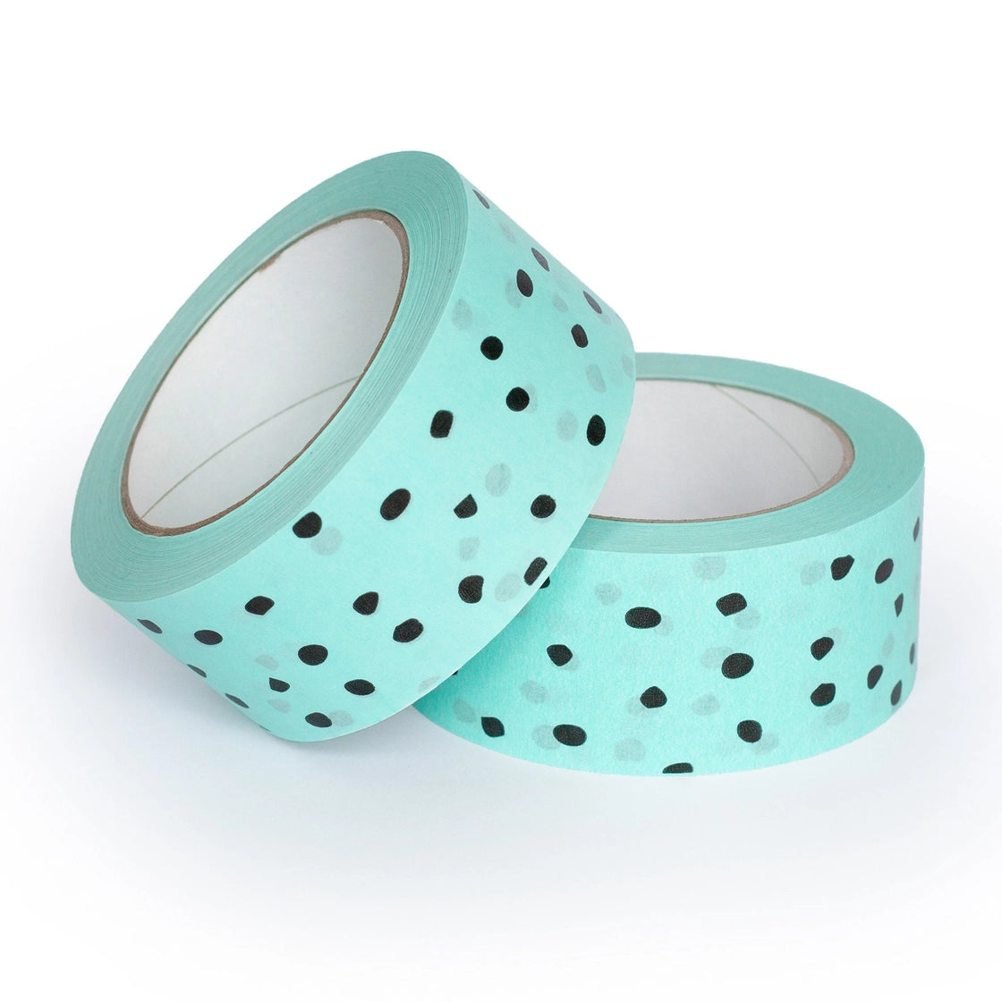 Packaging Tape - Printed Black Polka Dot Tape On Mint