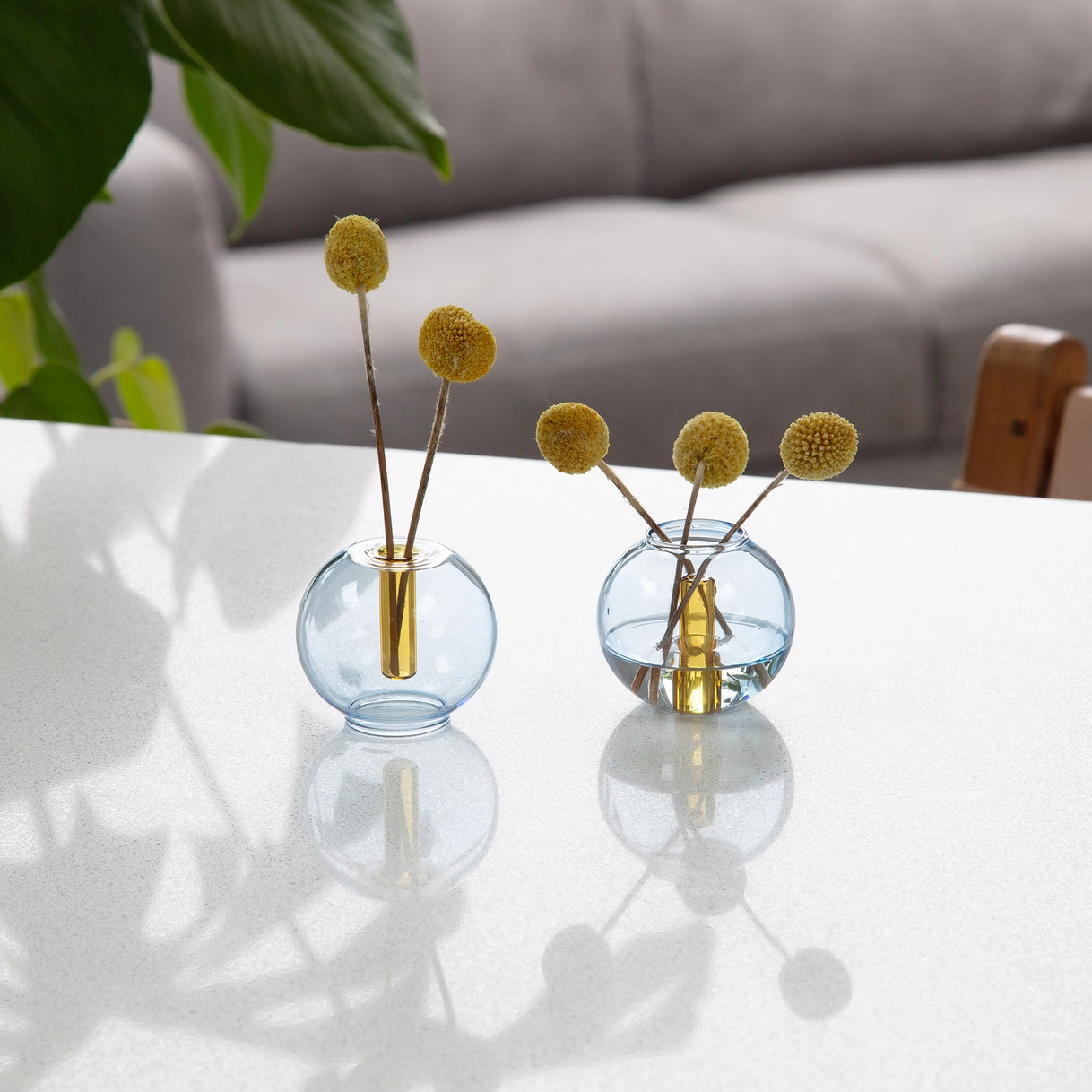 Mini Bubble Glass Vase - Blue & Yellow