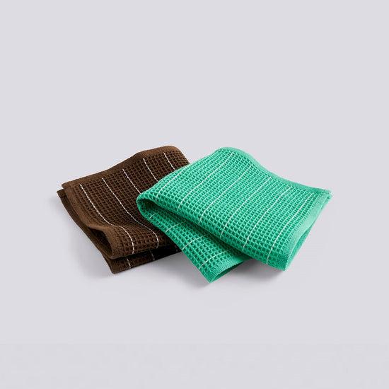 Canteen Dish Cloth - Set of 2 - Chocolate Pinstripe & Emerald Pinestripe
