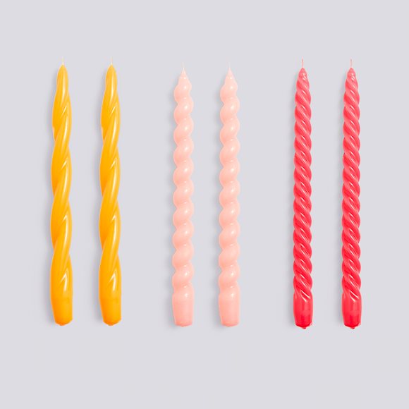 CANDLE-LONG MIX SET OF 6-YELLOW, ROSE AND RASPBERRY