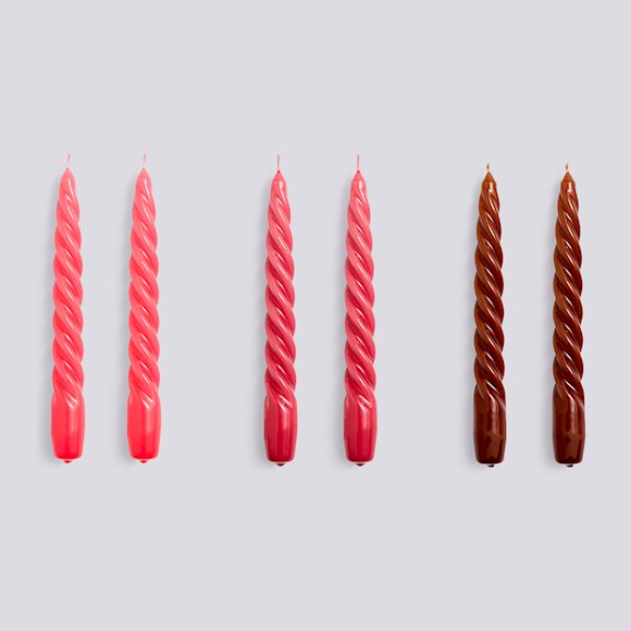 Load image into Gallery viewer, Candle Twist - Set of 6 - Raspberry, Dark Punch &amp;amp; Brown
