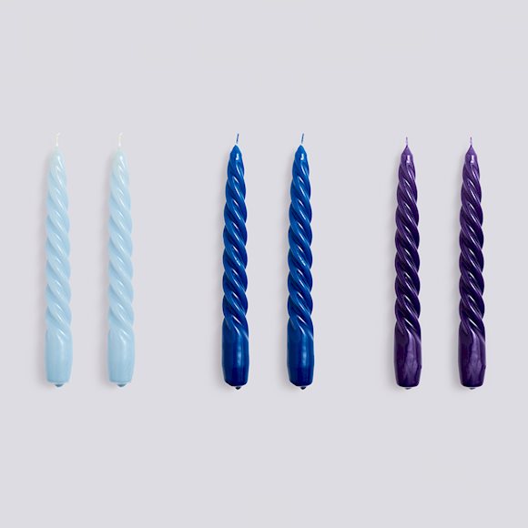 Candle Twist - Set of 6 - Light Blue, Blue & Purple