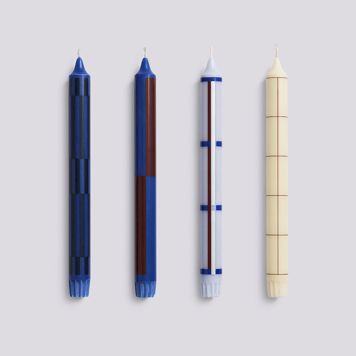 Pattern Candle - Blue & Silver - Set of 4