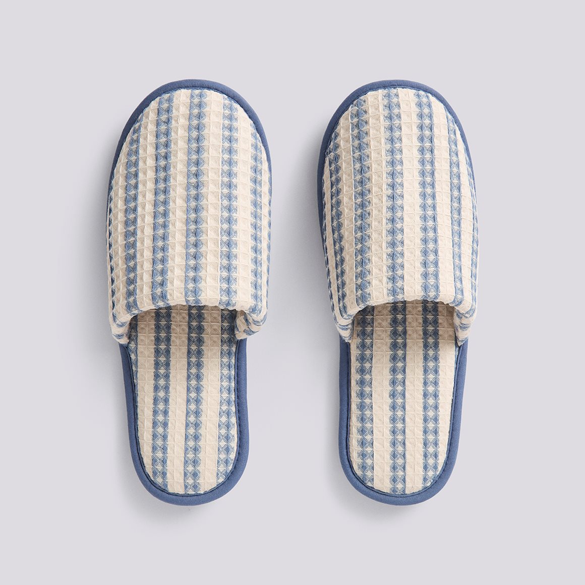 Waffle Slippers - Stripe Dusty Blue