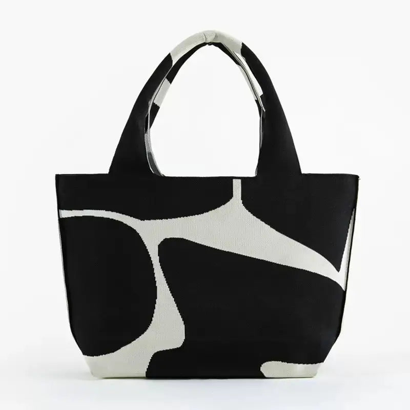 The Cow Knitted Tote - Black & White