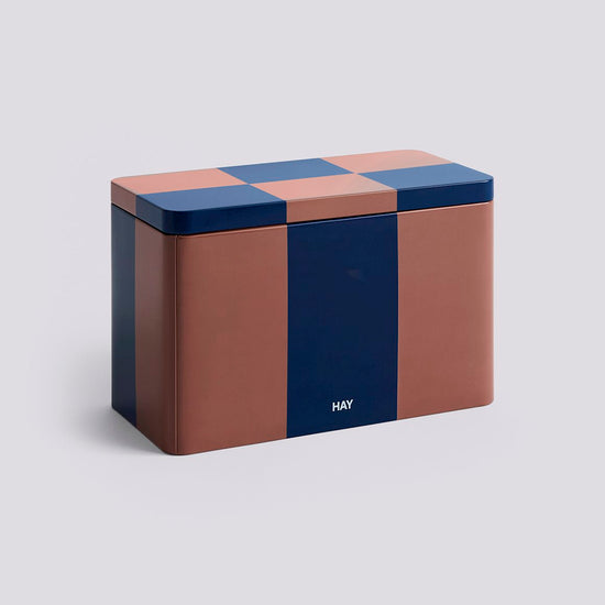 TIN CONTAINER - MEDIUM - BROWN & MIDNIGHT BLUE