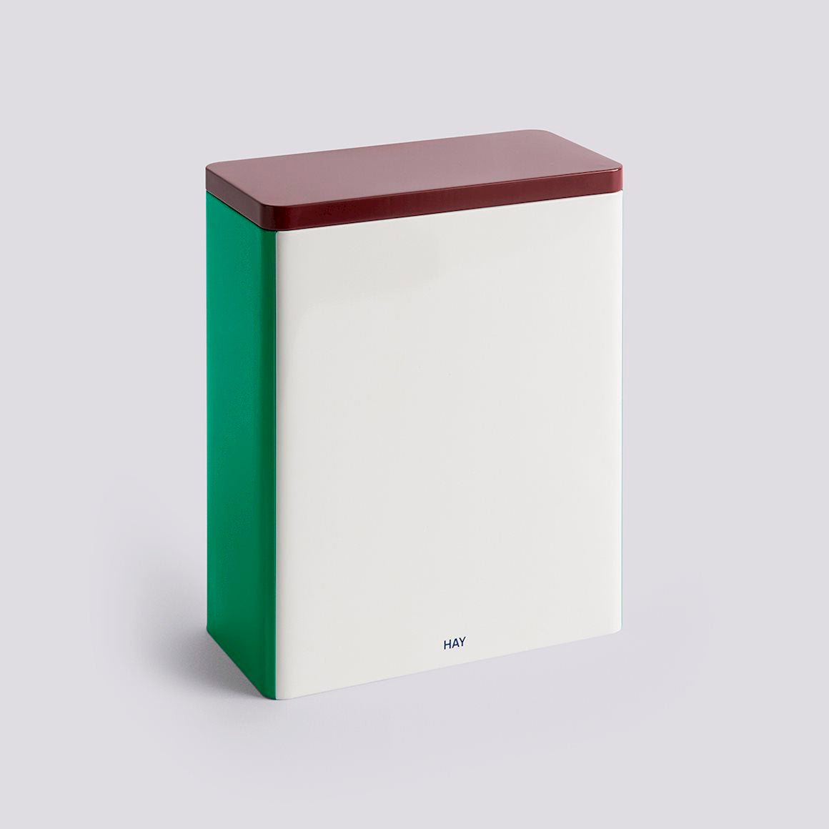 TIN CONTAINER - X-LARGE - OFF-WHITE, BURGUNDY & GREEN