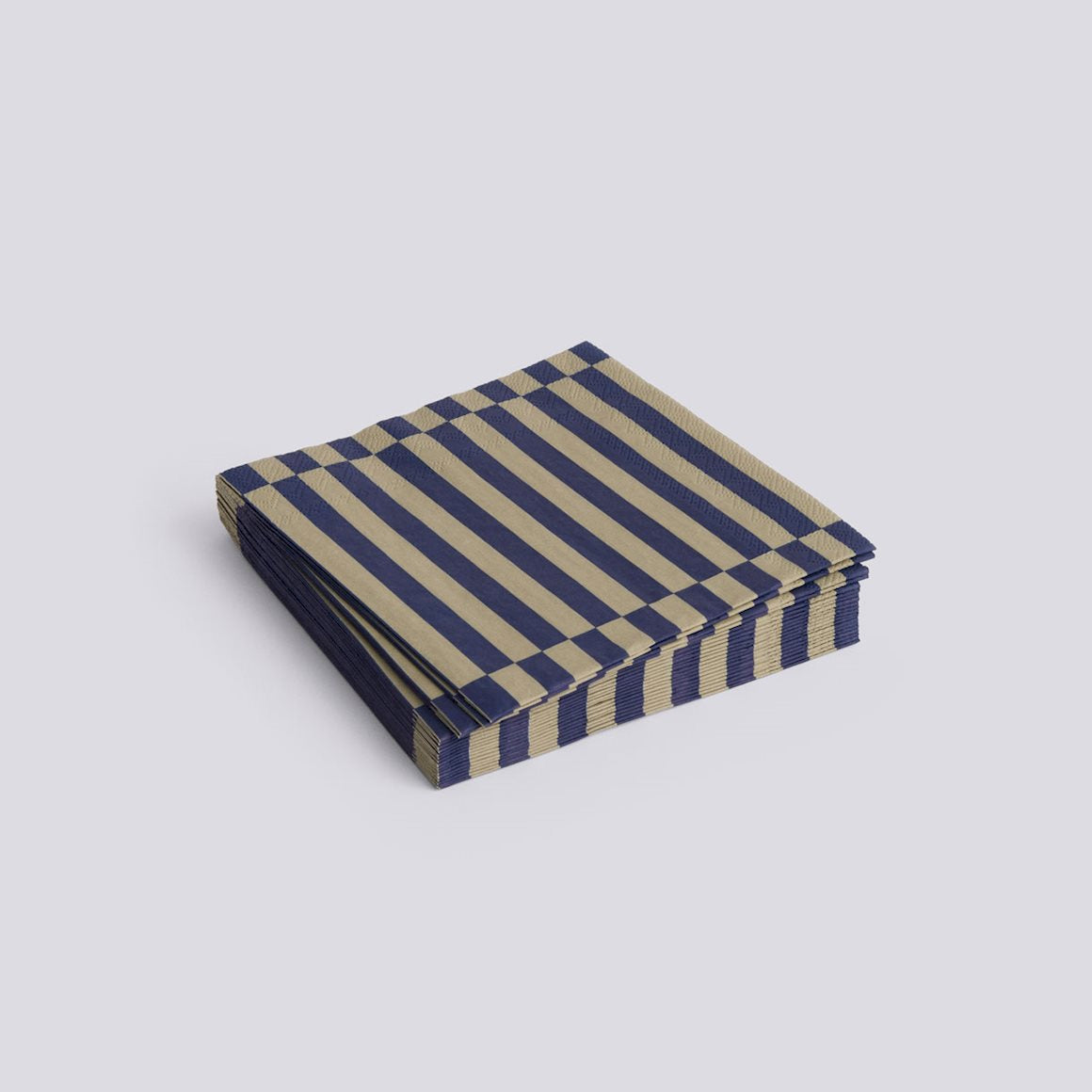 LUNCH  PATTERN NAPKINS - DARK BLUE & DARK SAND PILLAR STRIPE - SET OF 20 (Copy)