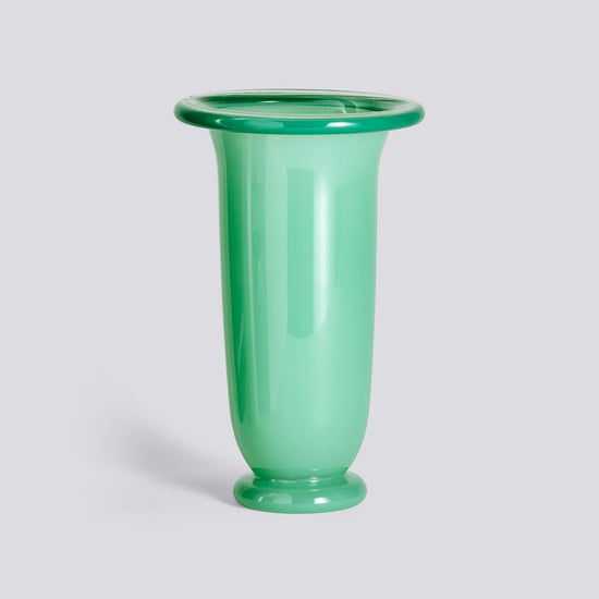 EMPIRE VASE - LARGE - GREEN WITH DARK GREEN RIM