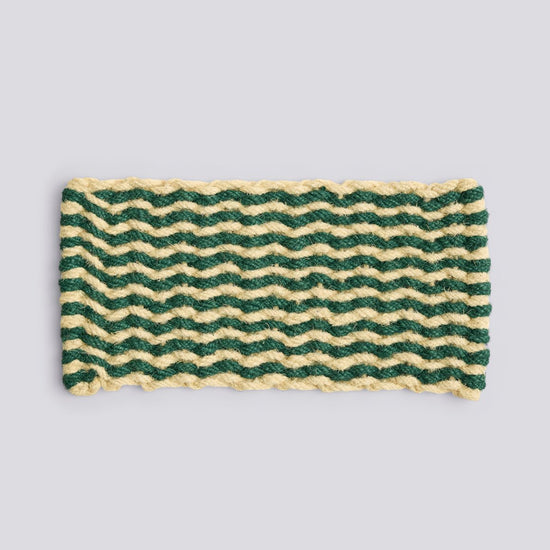 Coco Door Mat - Stripe Wave - Dark Green & White