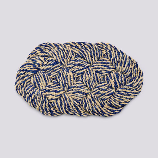 COCO DOOR MAT - SWIRL - BLUE & OFF-WHITE