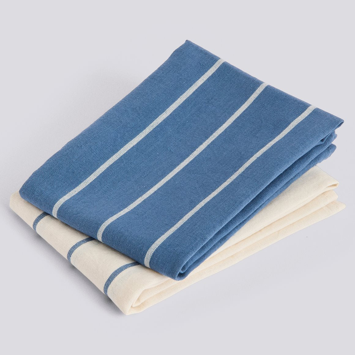 Outdoor Market Tea Towel - Set of 2 - Blue with Beige Stripes