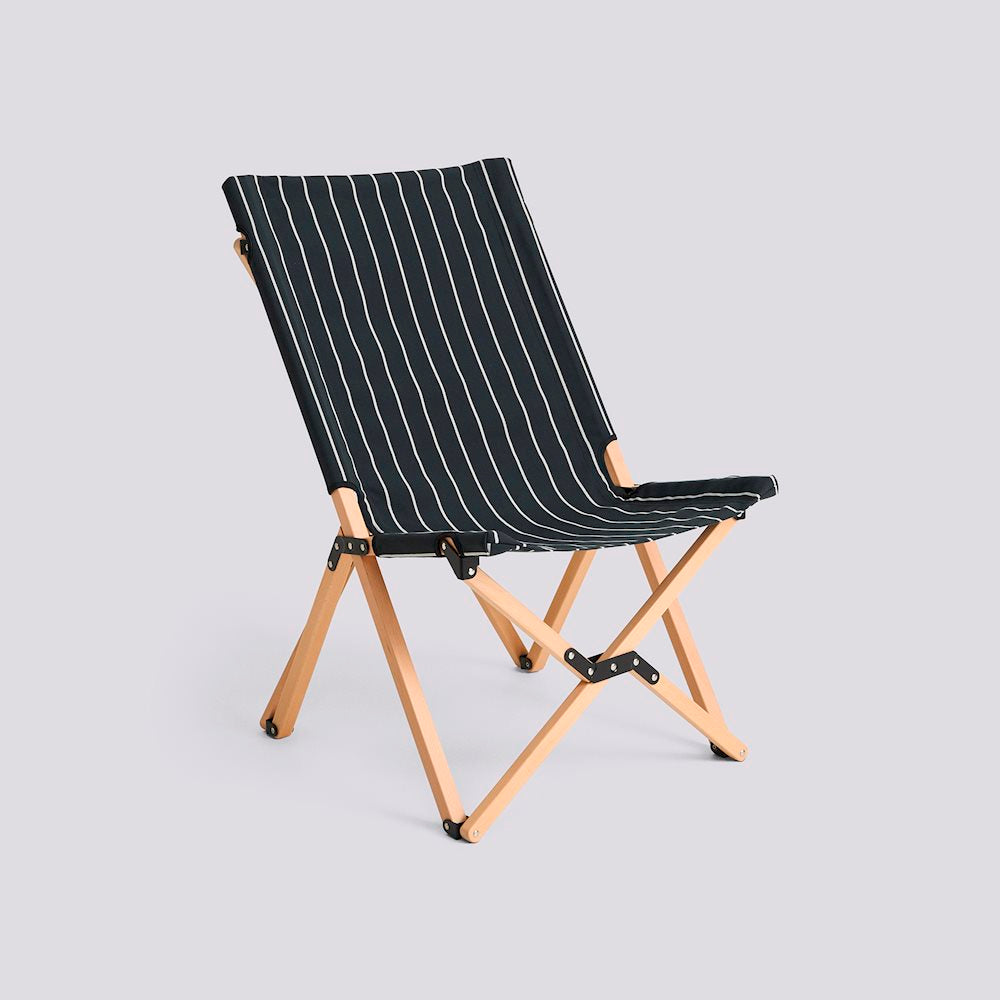 OUTDOOR MARKET FOLDING CHAIR - BLACK WITH BEIGE STRIPE