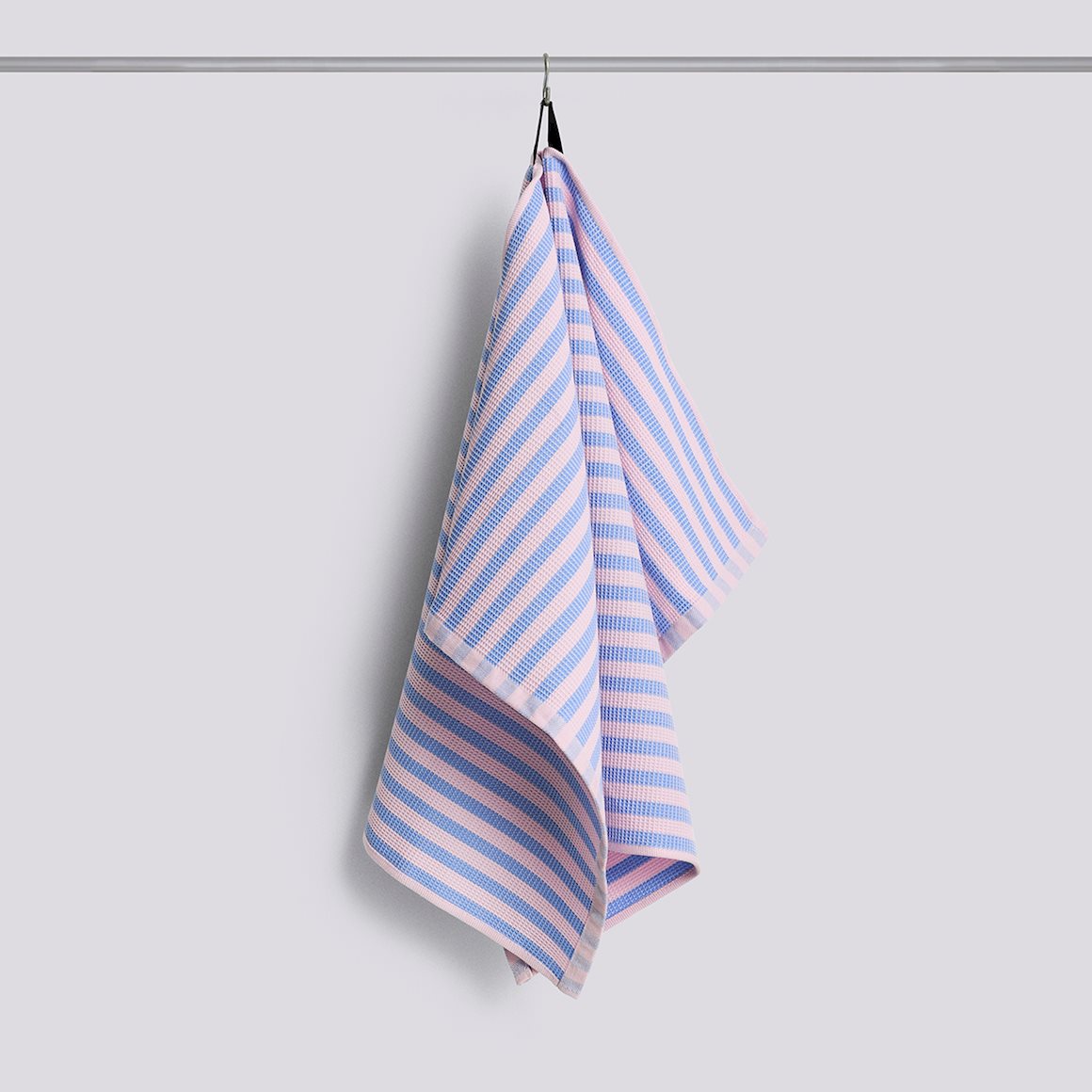 Organic Canteen Tea Towel - W52 x L80 - Sky Blue & Light Pink Block Stripe