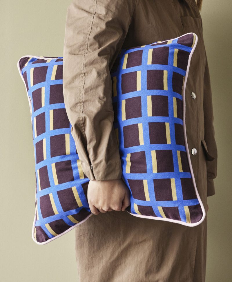 Load image into Gallery viewer, Agenda Cushion - Multicolour/Brown/Blue
