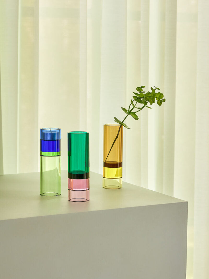 Astro Tealight Holder - Green/Pink