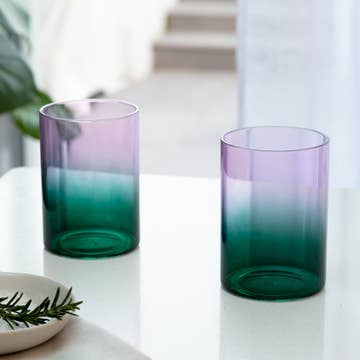 Gradient Glasses - Two Tone - Lilac & Teal - Set of 2