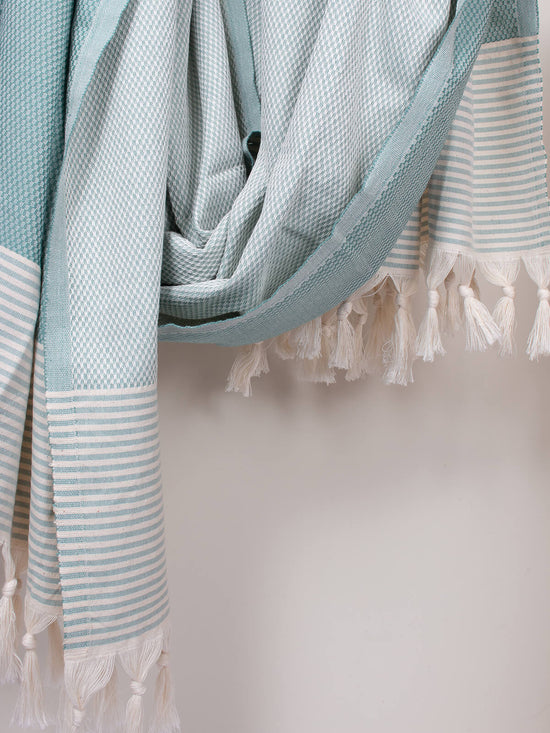 Amalfi Cotton Hammam Towel - Grey/Green