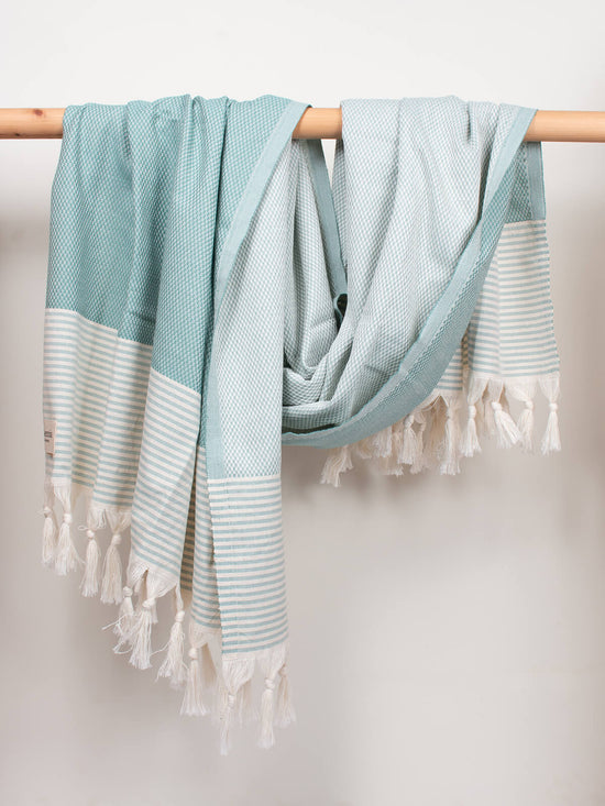 Amalfi Cotton Hammam Towel - Grey/Green
