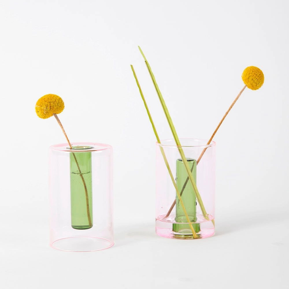 Reversible Glass Vase - Small - Pink & Green