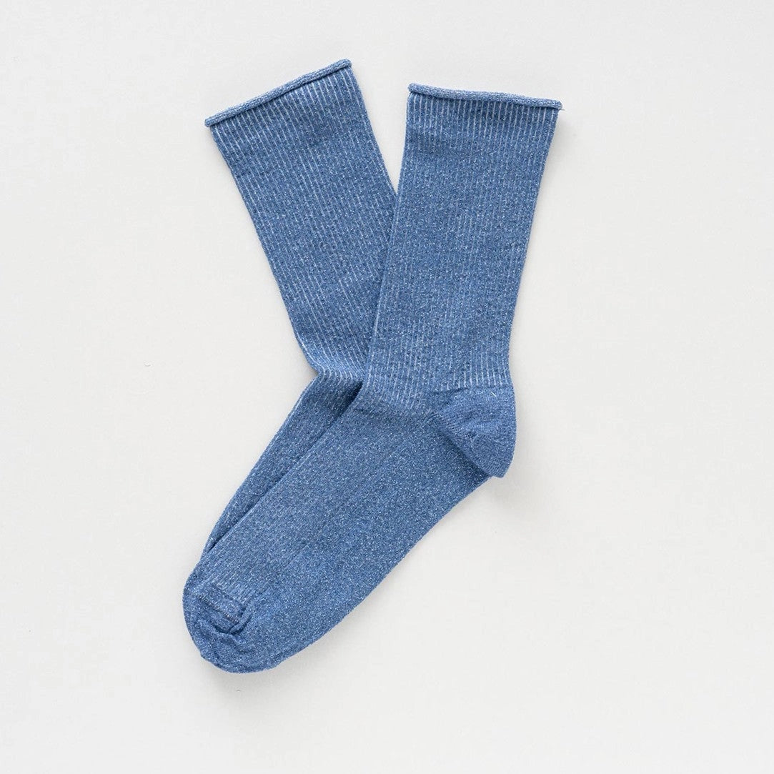 Glitter Lurex Socks in Eco-Friendly Lyocell - Mineral Blue