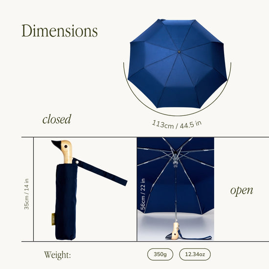 Navy Wind Resistant Eco-Friendly Duck Umbrella