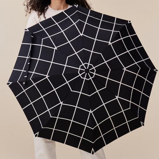 Black Grid Pattern Eco-Friendly Duck Handle Umbrella
