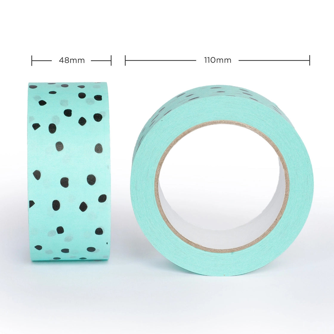Packaging Tape - Printed Black Polka Dot Tape On Mint