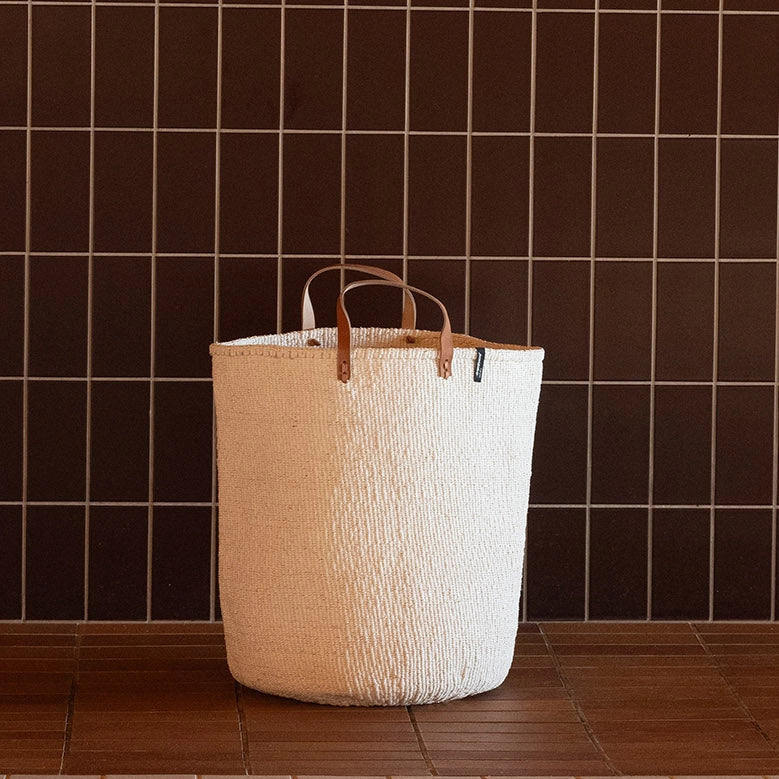 Kiondo Floor Basket - White with Handles - X-Large