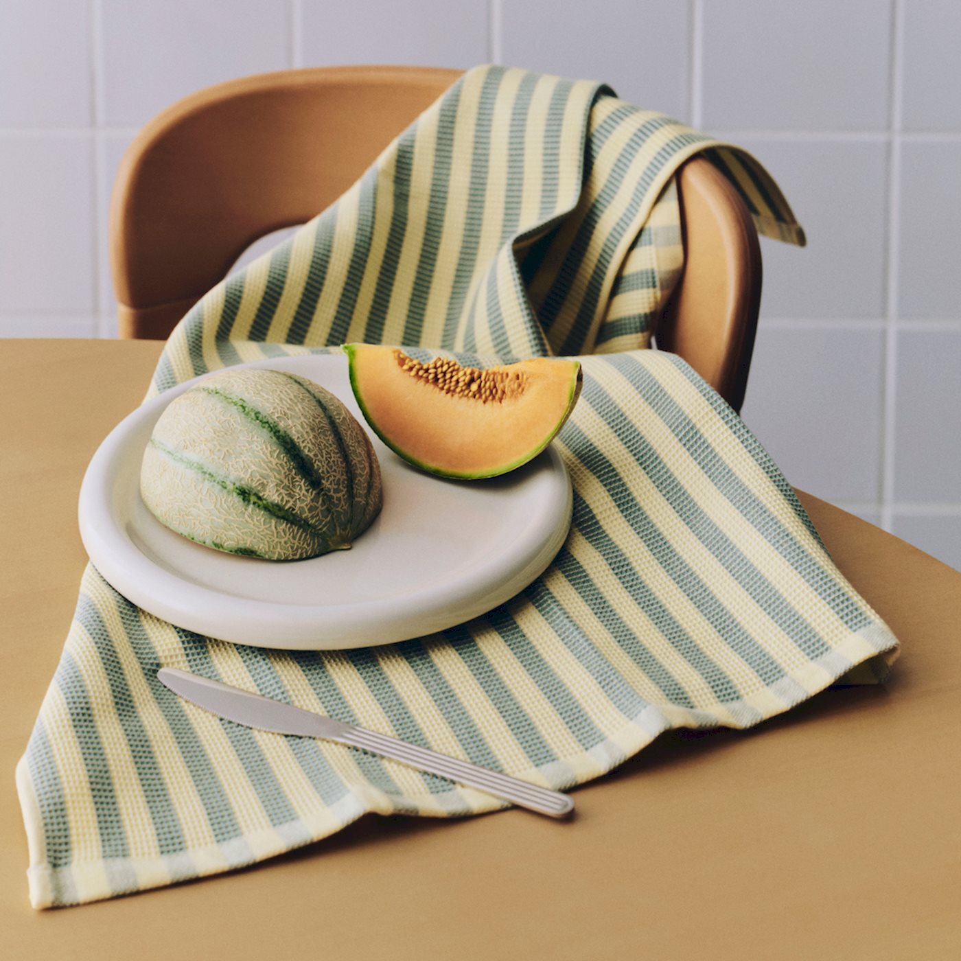 Organic Canteen Tea Towel - W52 x L80 - Green & Yellow