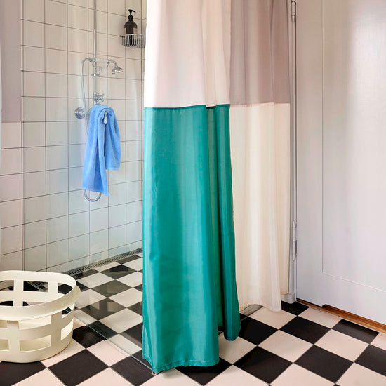 CHECK SHOWER CURTAIN - GREEN