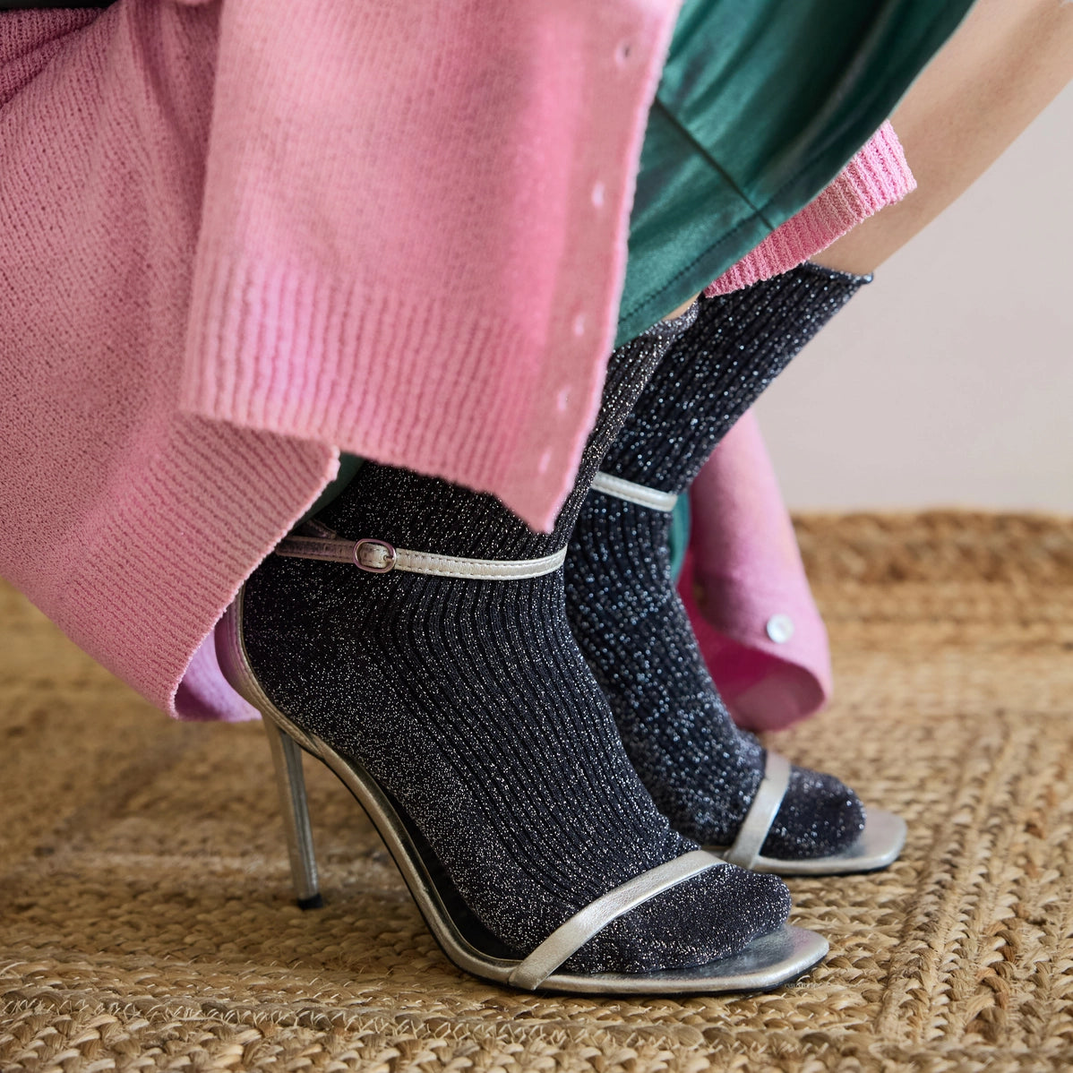 Glitter Lurex Socks in Eco-Friendly Lyocell - Grey
