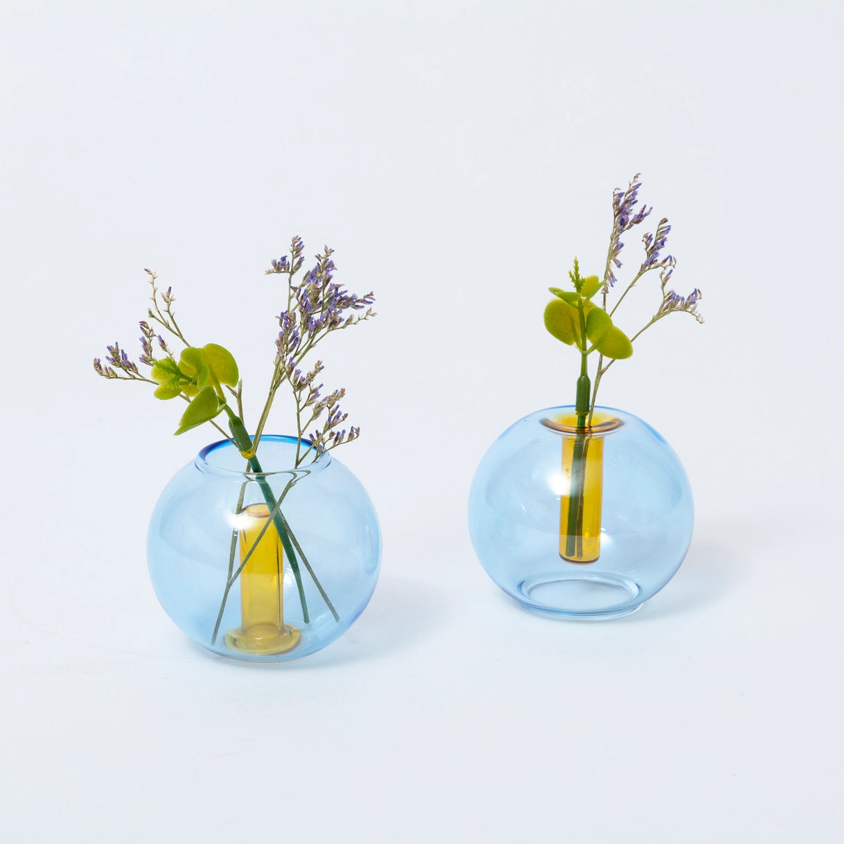 Mini Bubble Glass Vase - Blue & Yellow