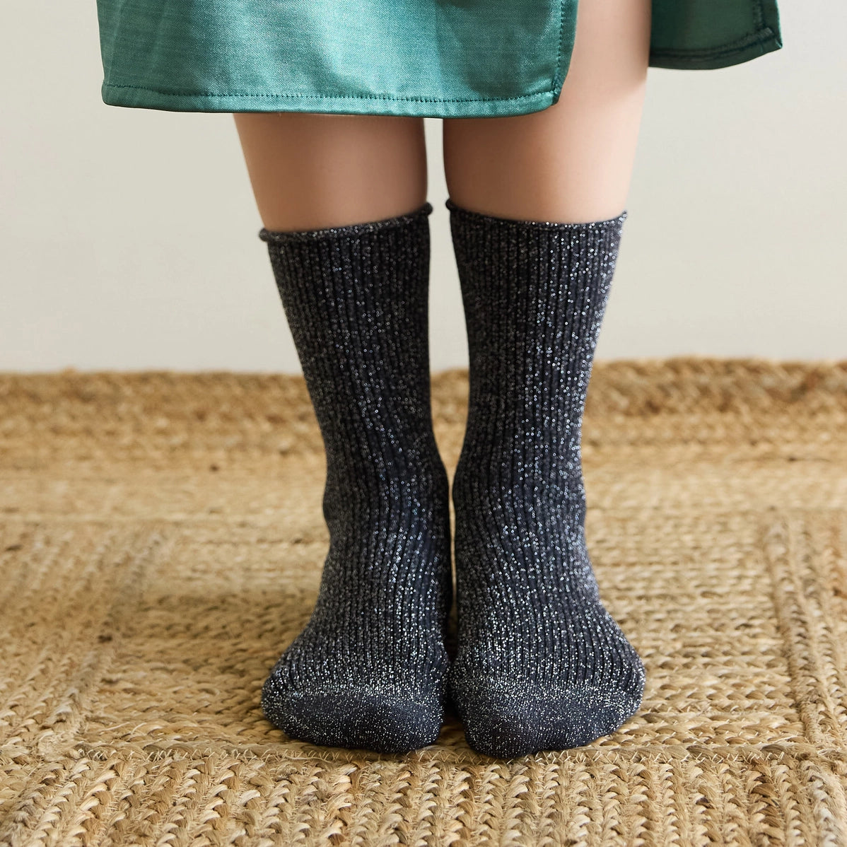 Glitter Lurex Socks in Eco-Friendly Lyocell - Grey
