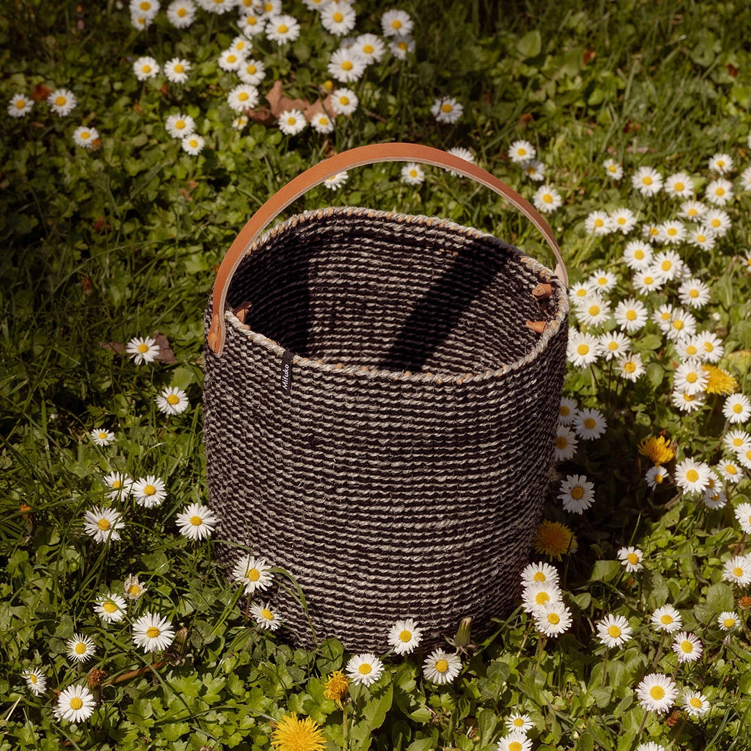 Pamba Basket - Grey Sisal with Handle - Small