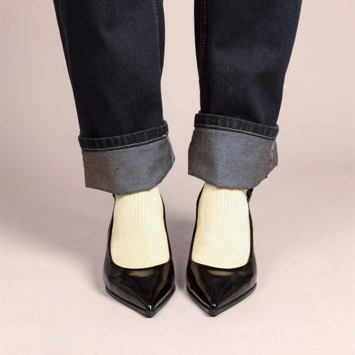 Glitter Lurex Socks in Eco-Friendly Lyocell - Lemon