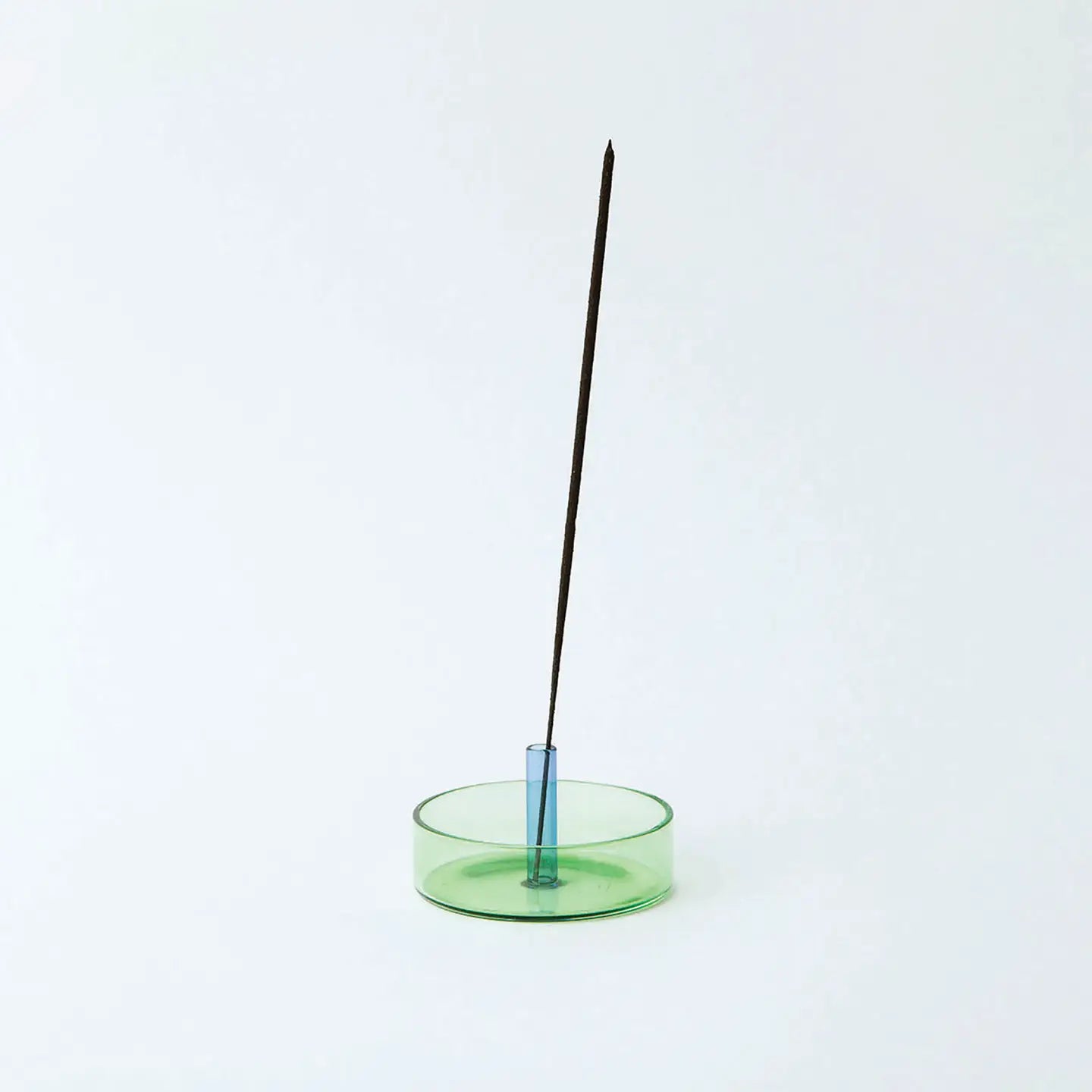 Duo Tone Glass Incense Holder - Green & Blue