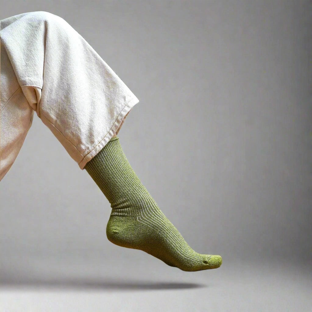 Glitter Lurex Socks in Eco-Friendly Lyocell - Olive Green