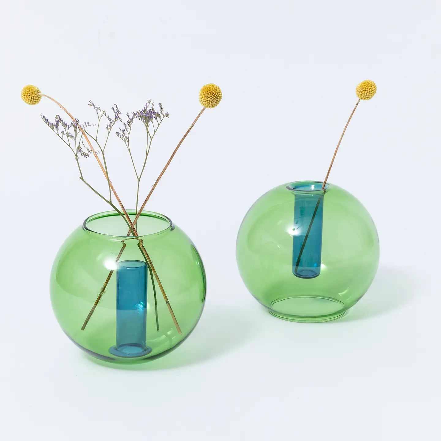 Bubble Glass Vase - Medium - Green & Blue