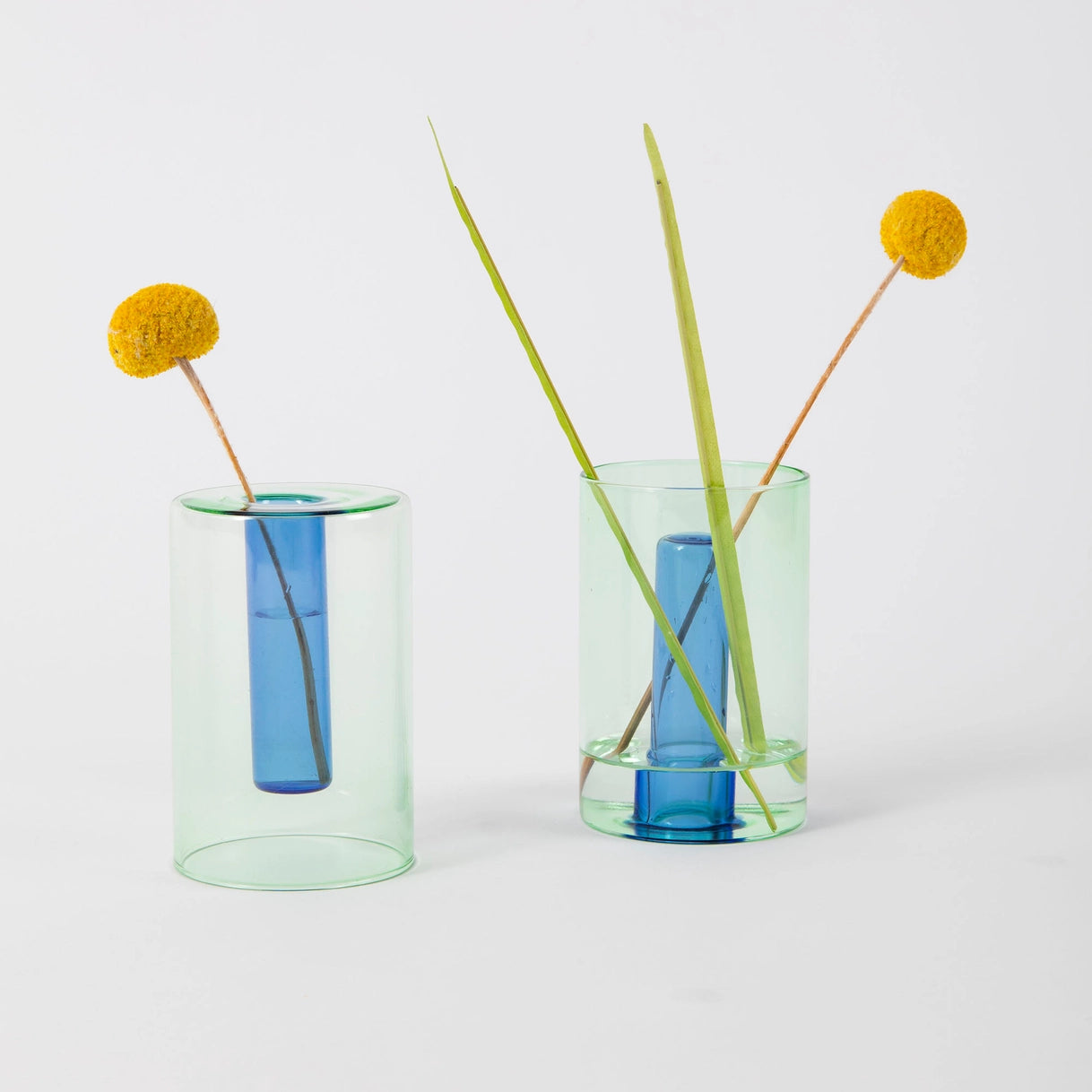 Reversible Glass Vase - Small - Green & Blue