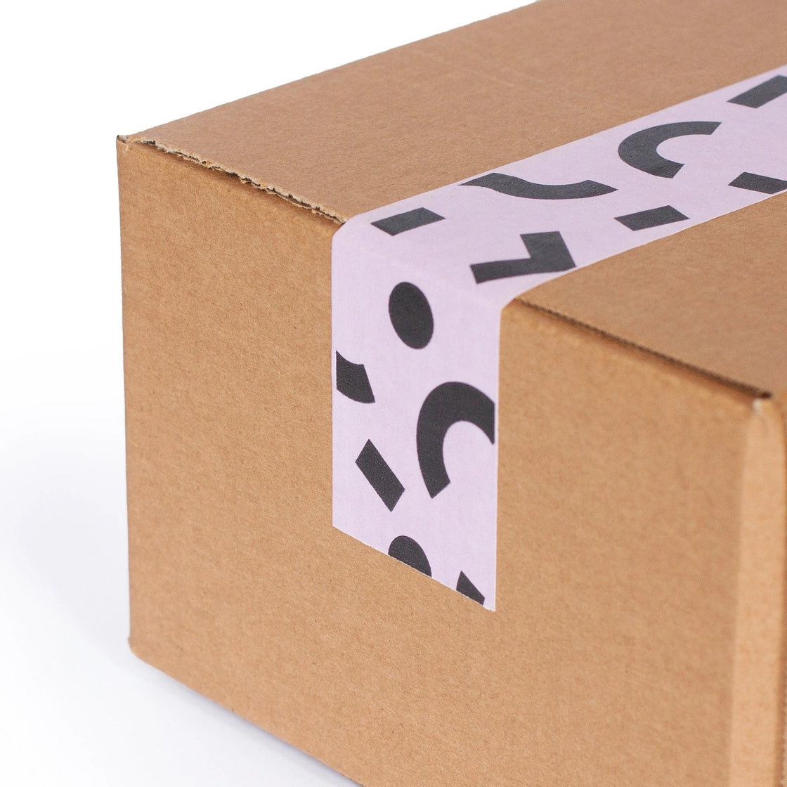 Packaging Tape - Mauve and Black Shapes