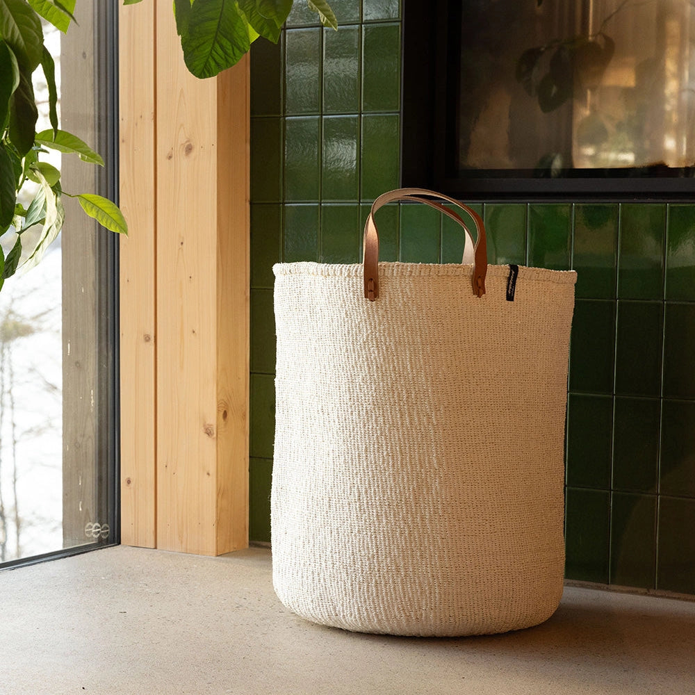 Kiondo Floor Basket - White with Handles - X-Large