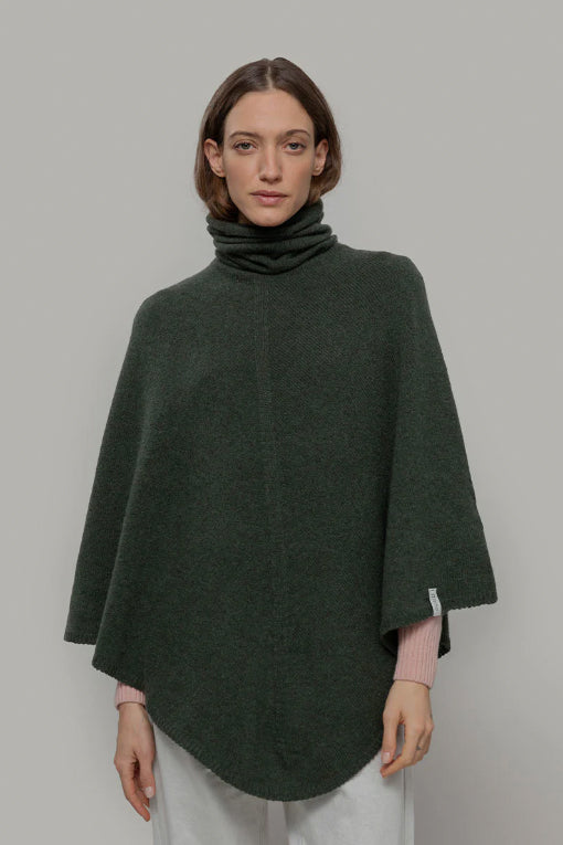 ELISTABETTA - Women's Recycled Cashmere Poncho - Forest Green
