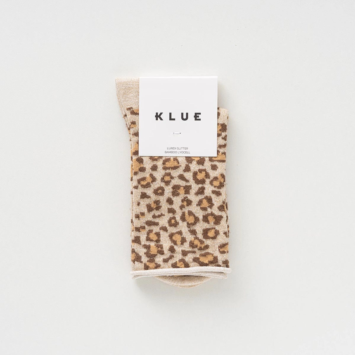 Glitter Lurex Socks in Eco-Friendly Lyocell - Leopard Beige