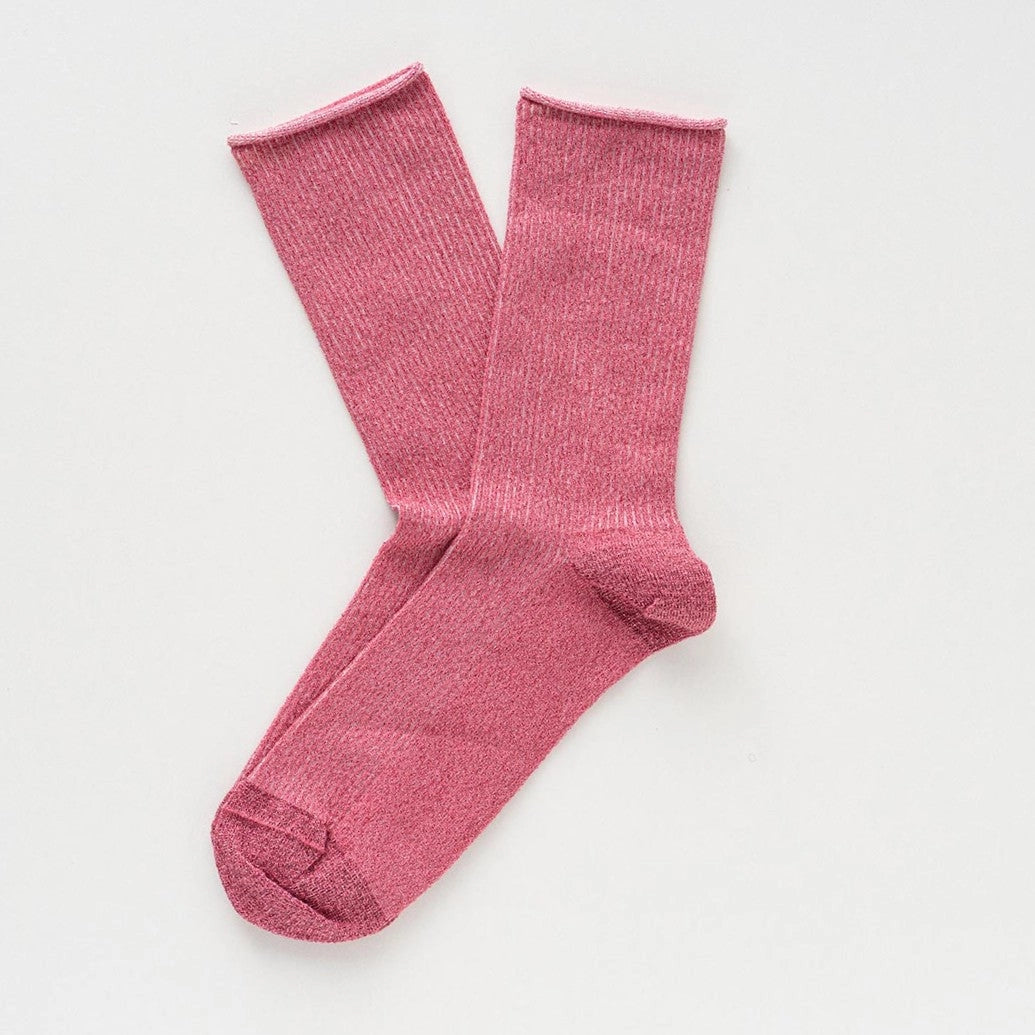 Glitter Lurex Socks in Eco-Friendly Lyocell - Strawberry Red
