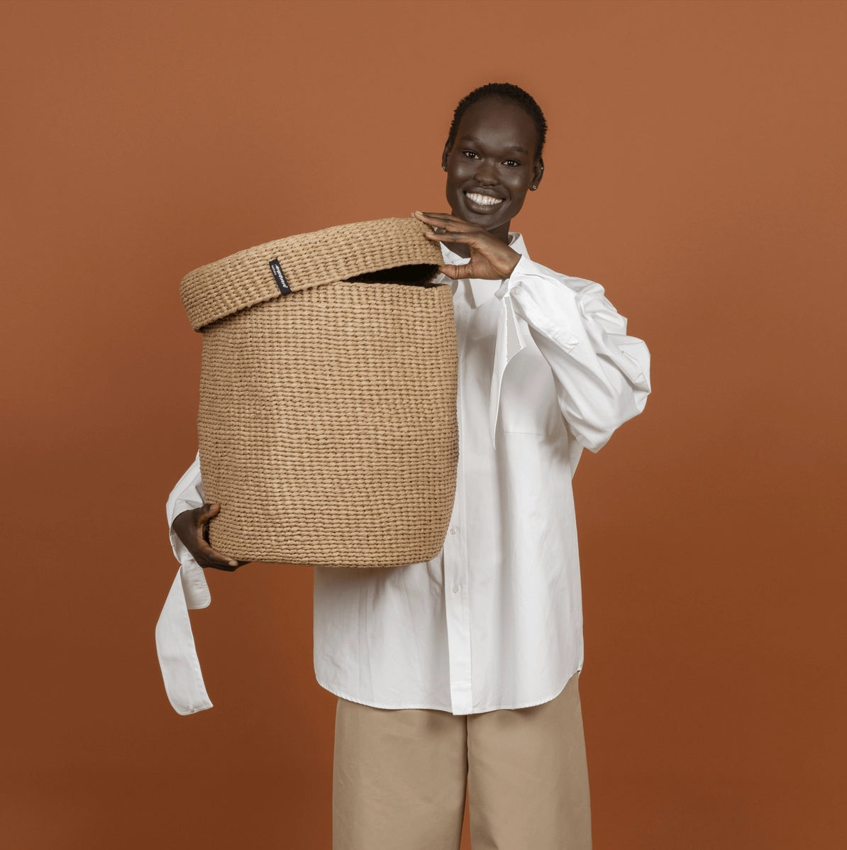 Kiondo Basket with Lid - Brown - Large