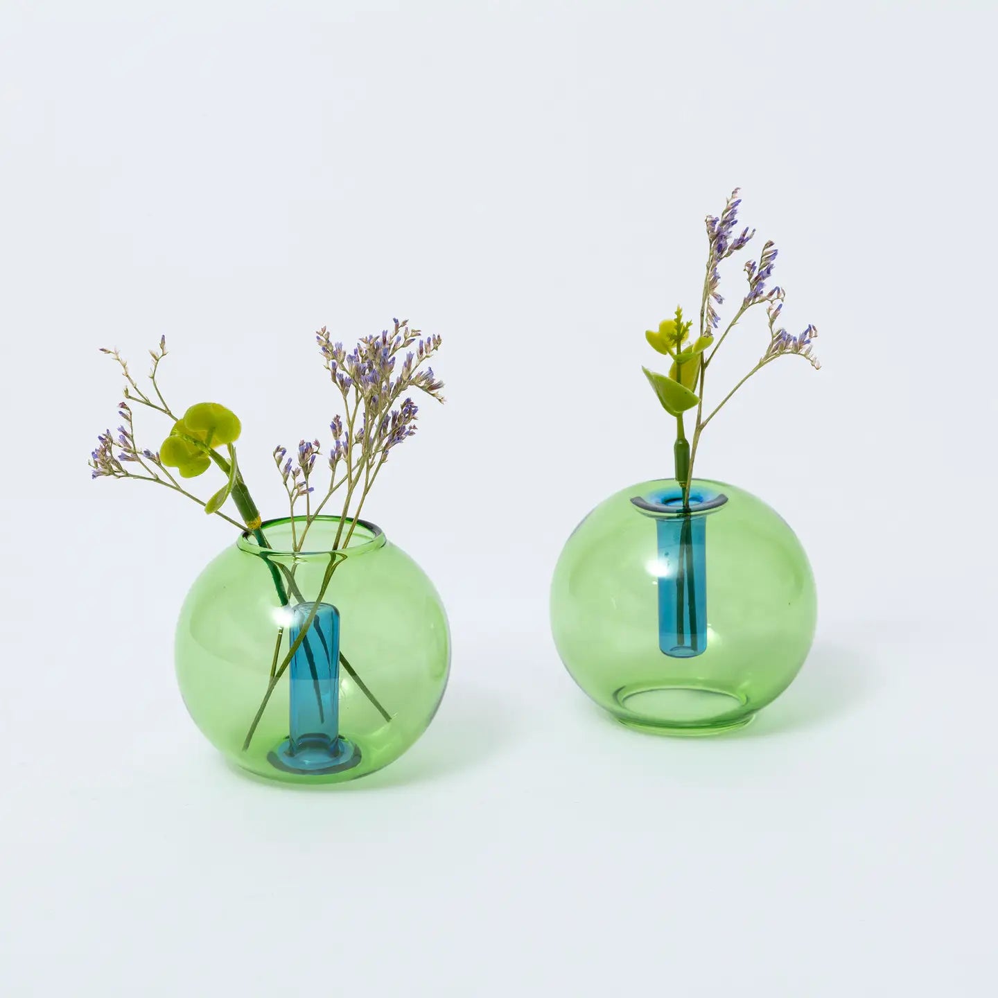 Mini Bubble Glass Vase - Green & Blue