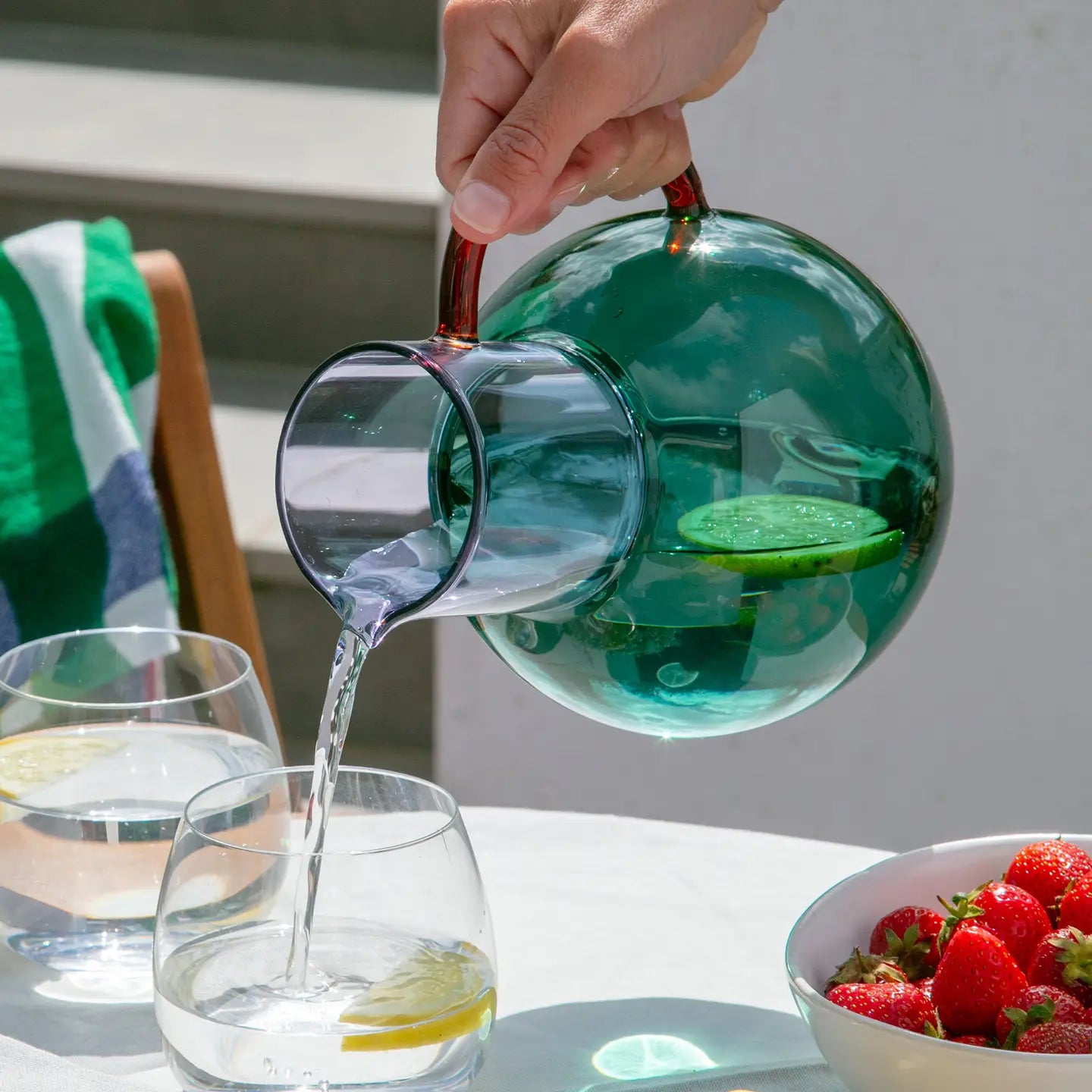 Pablo Glass Jug - Large - Teal, Purple & Amber